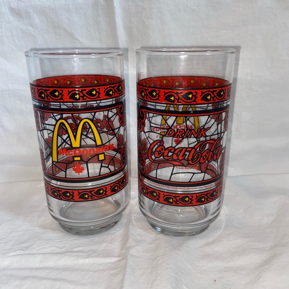 McDonald’s stain glass coca-Cola glasses